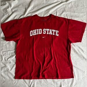 Vintage Y2K Nike Ohio State T-Shirt Men’s XL Red Center Swoosh (Oversized Fit)